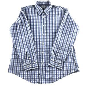 Brooks Brothers Regent Shirt - XL - Plaid Blue/white 100% Cotton Button Up
